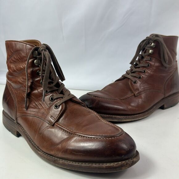 Frye Bowery Moc Grailed Lace Up Brown Leather Men’s Boots - Picture 3 of 15